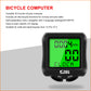 Black bicycle computer with green backlit LCD display and front control buttons