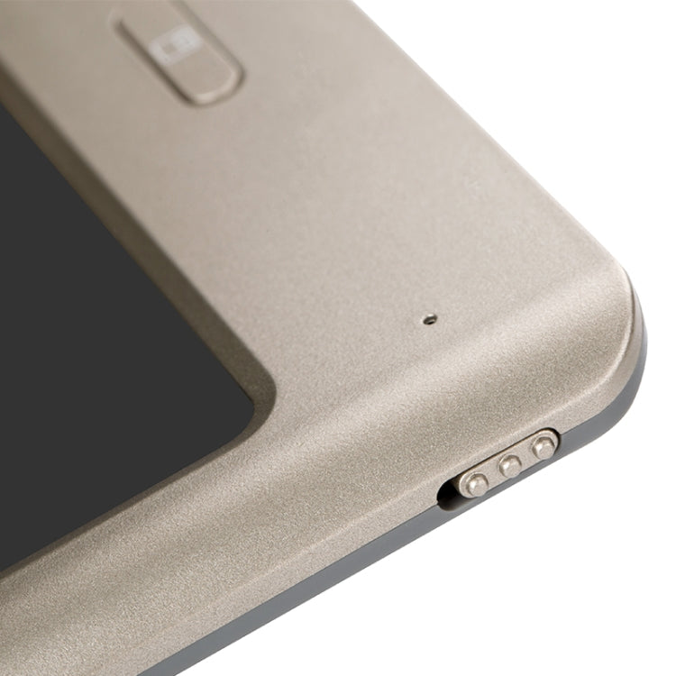 9-inch smart digital drawing board close-up of bottom edge with charging port, beige finish