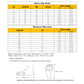 Men's and women's size chart table with CN/EUR sizing and feet length