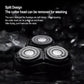 Three-foil rotary shaver head with removable split cutter design