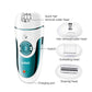 VGR electric hair remover with switch and charging port, plus four interchangeable heads