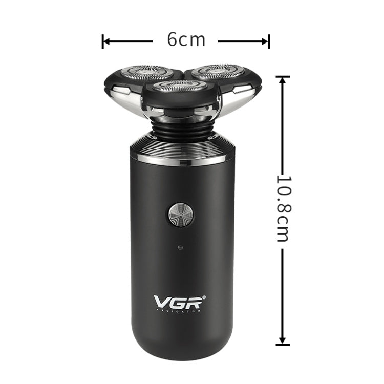 Black VGR electric shaver front view with rotary heads and power button