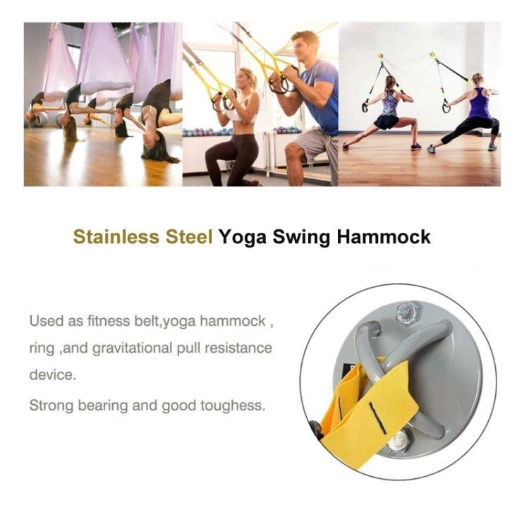 Stainless steel yoga swing hammock hook bracket with central U-loop and mounting plate