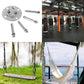 Stainless steel mounting hook kit with round plate, pins, and hanging hardware