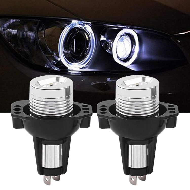 Pair of LED headlight bulbs with chrome ring and ribbed white light tubes