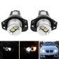 Two LED headlight bulbs with silver reflector and three yellow chips in black mounts