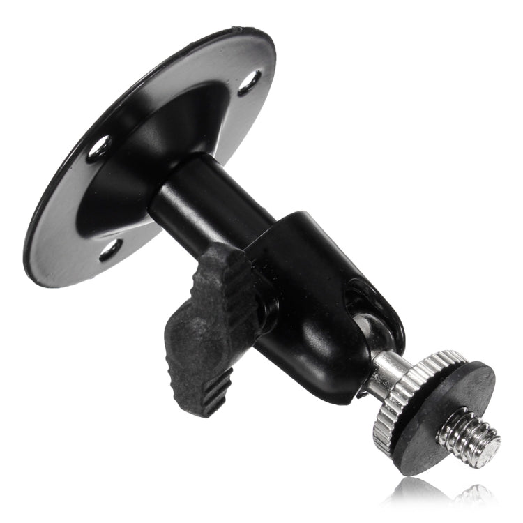 Black rotary CCTV mount bracket with round plate and knurled adjustment knob
