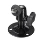 Black wall mount bracket with circular base, threaded bolt, and rubberized grip