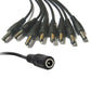 Black DC multi-output splitter cable with one plug and eight barrel tips