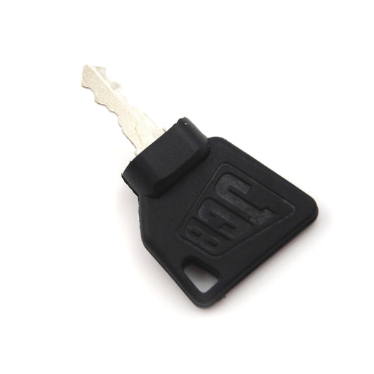 JCB digger ignition key with black plastic head and metal blade