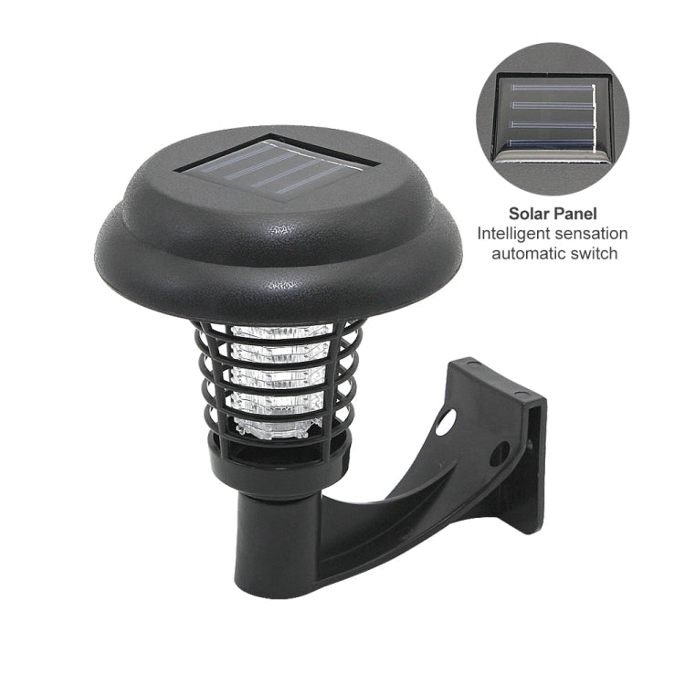 Solar mosquito zapper lamp with solar panel top and wall-mount side bracket