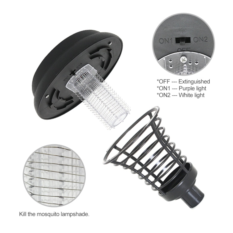 Solar mosquito zapper lamp with removable lamp head and light mode dial