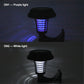 Solar mosquito zapper lamp showing purple and white light modes on UV grid