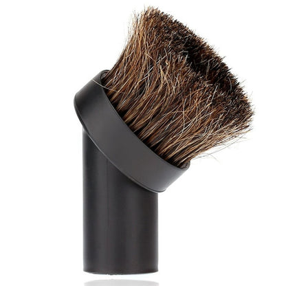 Vacuum cleaner brush head with mixed horse-hair bristles, oval black nozzle