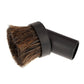 Vacuum cleaner brush head with brown bristle brush and black curved nozzle