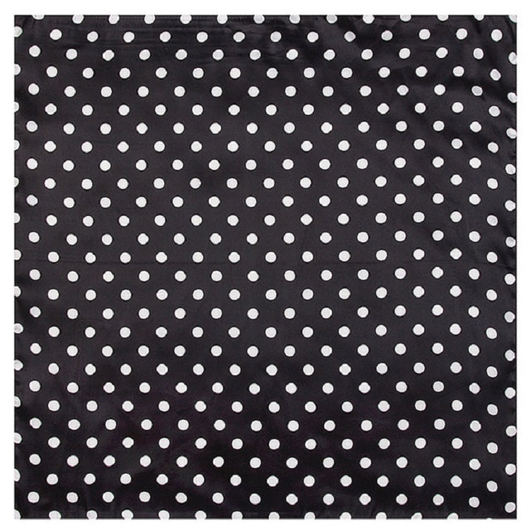 Square polka dot scarf, black fabric with white dotted pattern