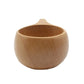 Handmade wooden cup with smooth rounded shape and short open spout