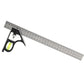 300mm metal angle gauge ruler with black clamp body and green vial