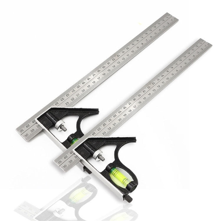 Set of two 300mm angle gauges with black clamps and green vials