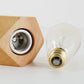 Wooden hexagonal lamp base with built-in E27 socket and bulb holder