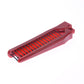Red folding hair comb with fine comb teeth and rounded massage pins