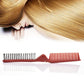 Folding travel hair comb with fine comb teeth and massage pins, red