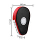 Red and black arc-shaped hand target, oval face with white rim circle