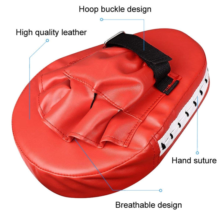 Red padded hand target with black buckle and stitched panel design