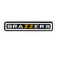 BRAZZERS logo decal sticker, black frame with white letters and yellow accent