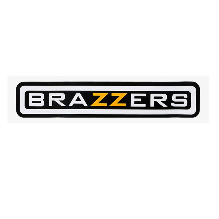 BRAZZERS logo decal sticker, black frame with white letters and yellow accent