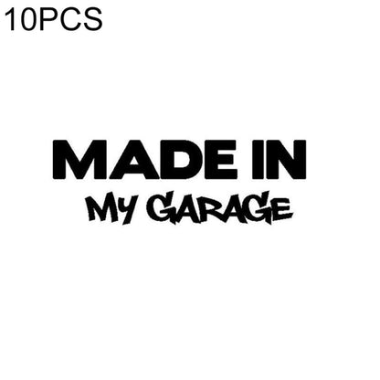Made in My Garage car decal sticker, black text on white background