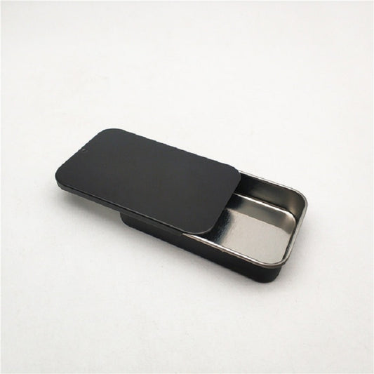 Black slide guitar pick storage case, compartment partially open