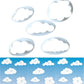 Cloud-shaped fondant cutters, white plastic mold set with five cloud forms