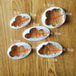 Cloud-shaped fondant mold cutters with size measurements labeled