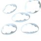Cloud-shaped fondant molds, white plastic cloud cutter set of five