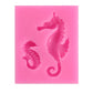 Pink silicone hippocampus mold sheet with two raised sea horse designs