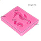Pink silicone hippocampus mold with size guide; 2.4 cm and 5.2 cm markings