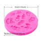Pink round silicone mold with embossed baby hand and foot shapes