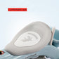 Gray padded seat with cute animal graphic on a light blue child stroller