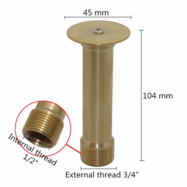 Copper hemisphere nozzle with external 3/4 in thread and internal 1/2 in thread