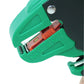 Close-up of green-and-black wire stripping pliers with orange cutting insert