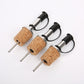 Set of wine cork stopper wine diversion spout dispensers with black tops and stainless tubes