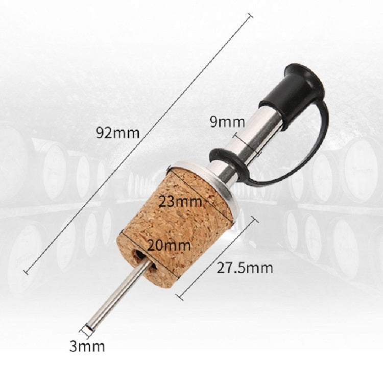 Wine cork stopper wine diversion spout dispenser with size markings on stainless tube
