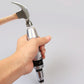 Impact driver tool with interchangeable bit, held in hand with metal head