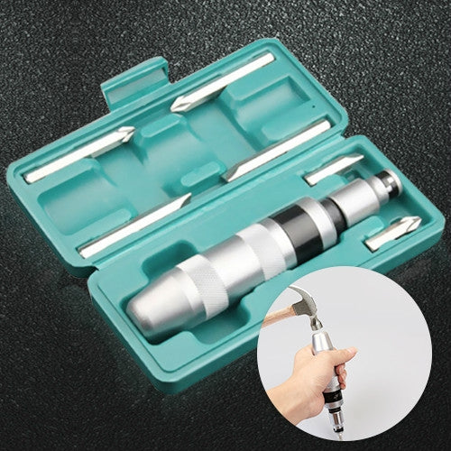 Turquoise impact driver bit set with handle, storage case, and metal bits