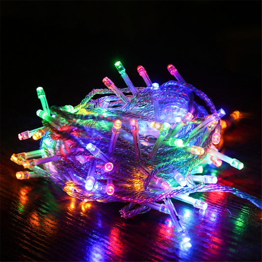 50M LED string lights with multicolor bulbs on transparent wire, decorative garland