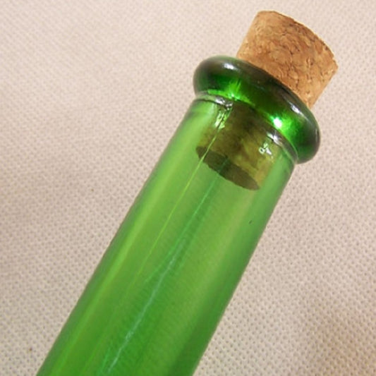 Green wine bottle with cork stopper in place