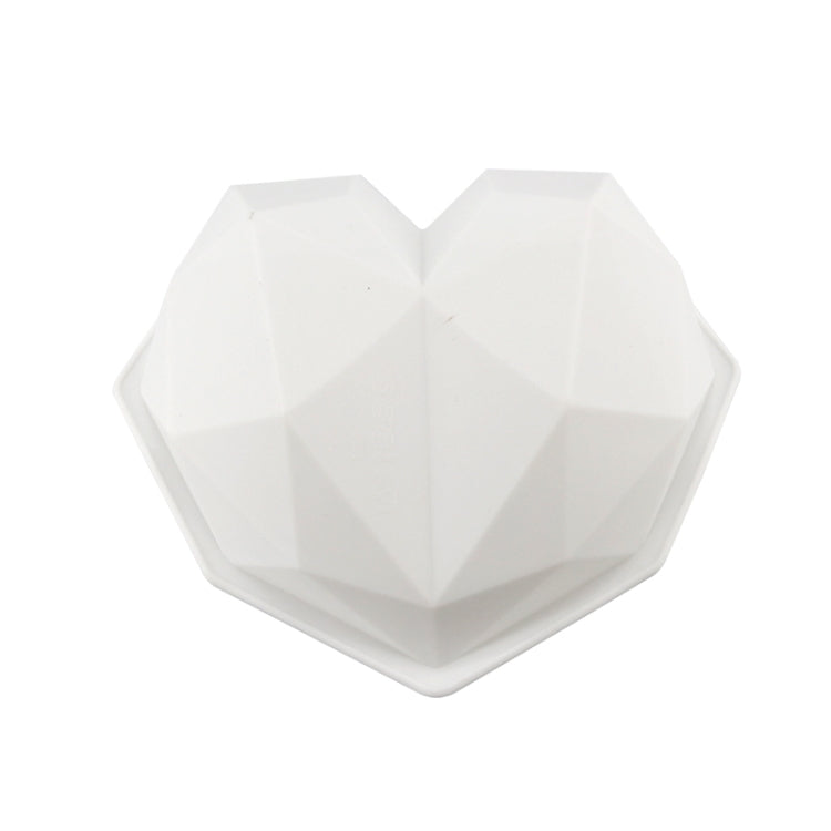 Diamond heart silicone baking mold, white, faceted 3-piece set