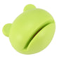 Green cartoon-style handheld knife sharpener, rounded cradle with sharpening groove