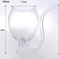 Clear glass juice mug with built-in straw, 300 ml capacity diagram